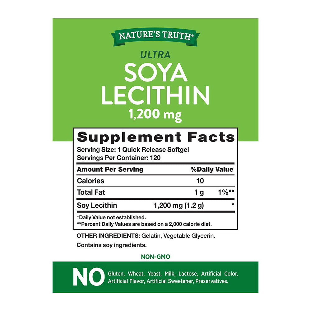 Natures Truth Ultra Soya Lecithin Softgels 1200 mg, 120 Ea