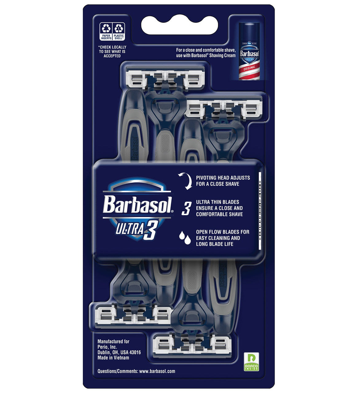 Barbasol Ultra 3 Premium Razors Disposable, 4 Ea