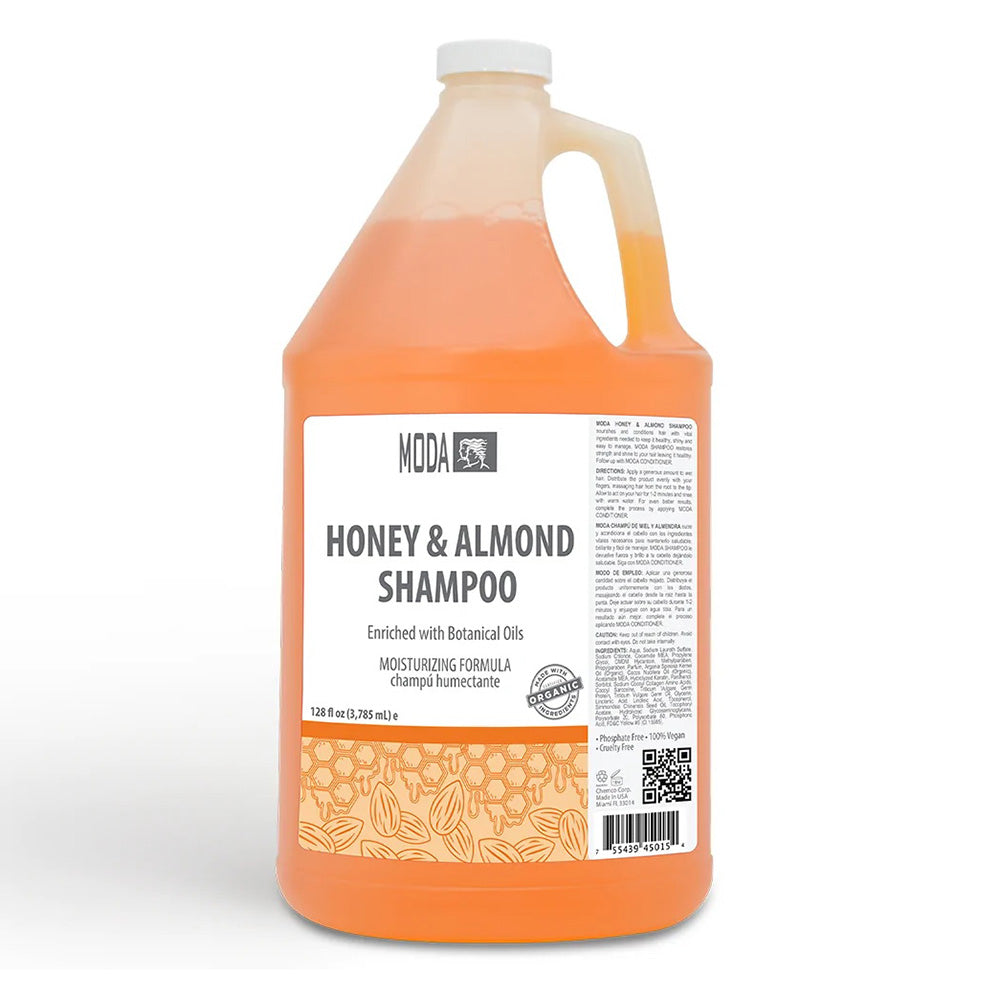 Chemco Moda Moisturizing Hair Shampoo with Honey and Almond 128Oz (3785ml)