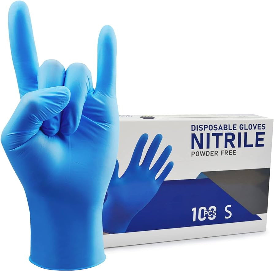 Nitrile Powder Free Disposable Gloves, Small, 100 Ea