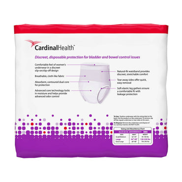 Cardinal Health UWFSM 20 Womens Underwear Maximum Absorbency Large, 18 Ct