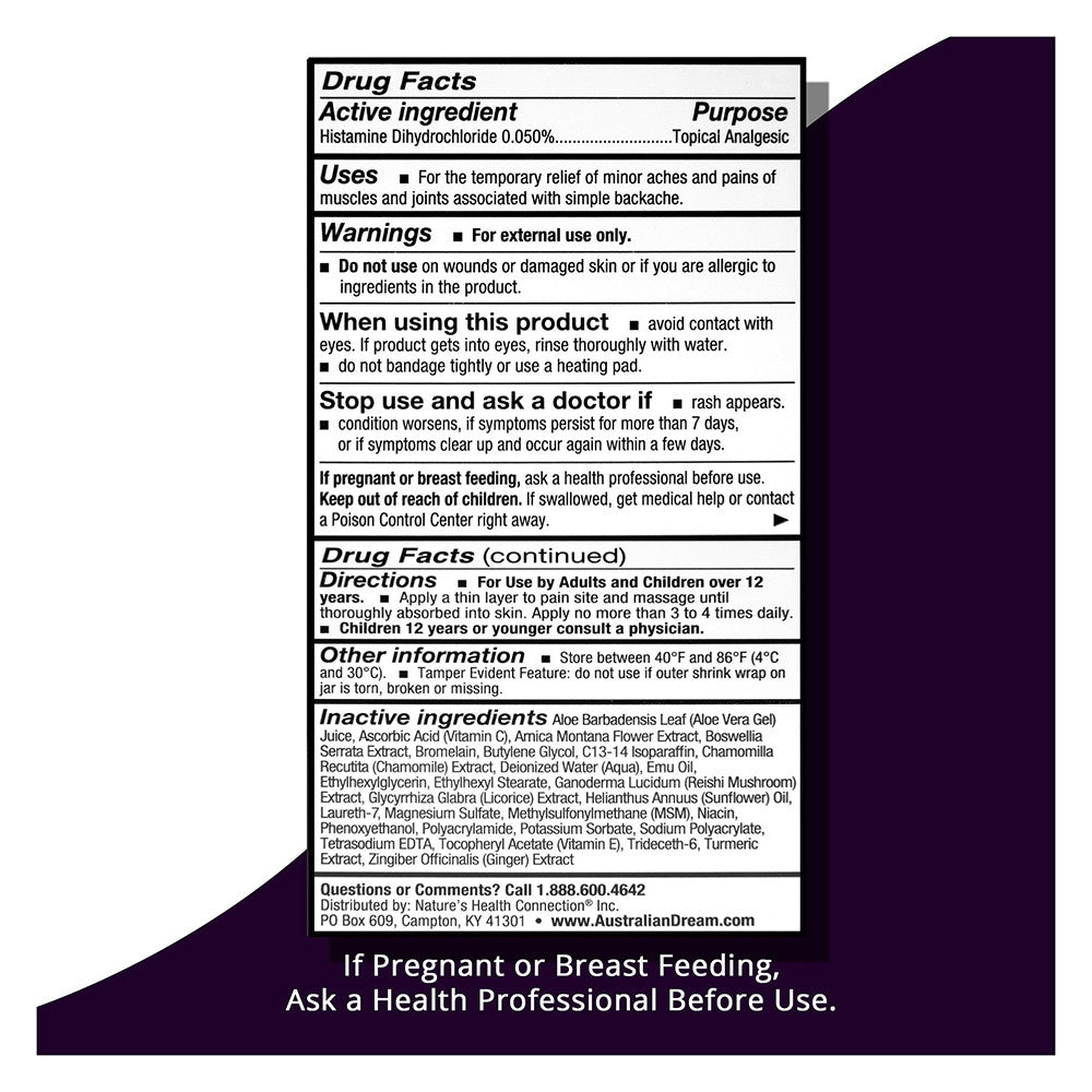 Australian Dream Back Pain Cream - 4 oz