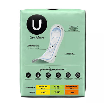 U by Kotex Clean and Secure Ultra Thin Pads, Heavy Absorbency, 40 Ct