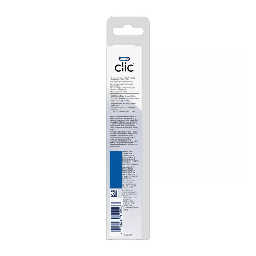 Oral-B Clic Toothbrush Replacement Brush Heads, Whitening, Black, 2 Ct