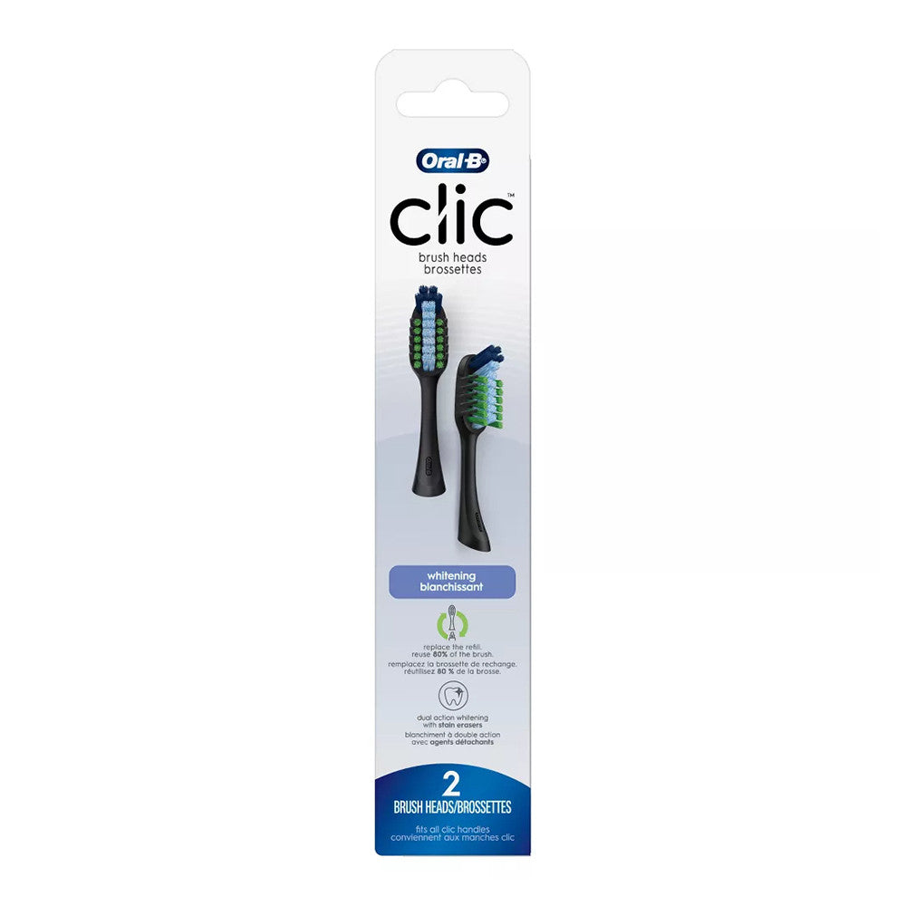 Oral-B Clic Toothbrush Replacement Brush Heads, Whitening, Black, 2 Ct