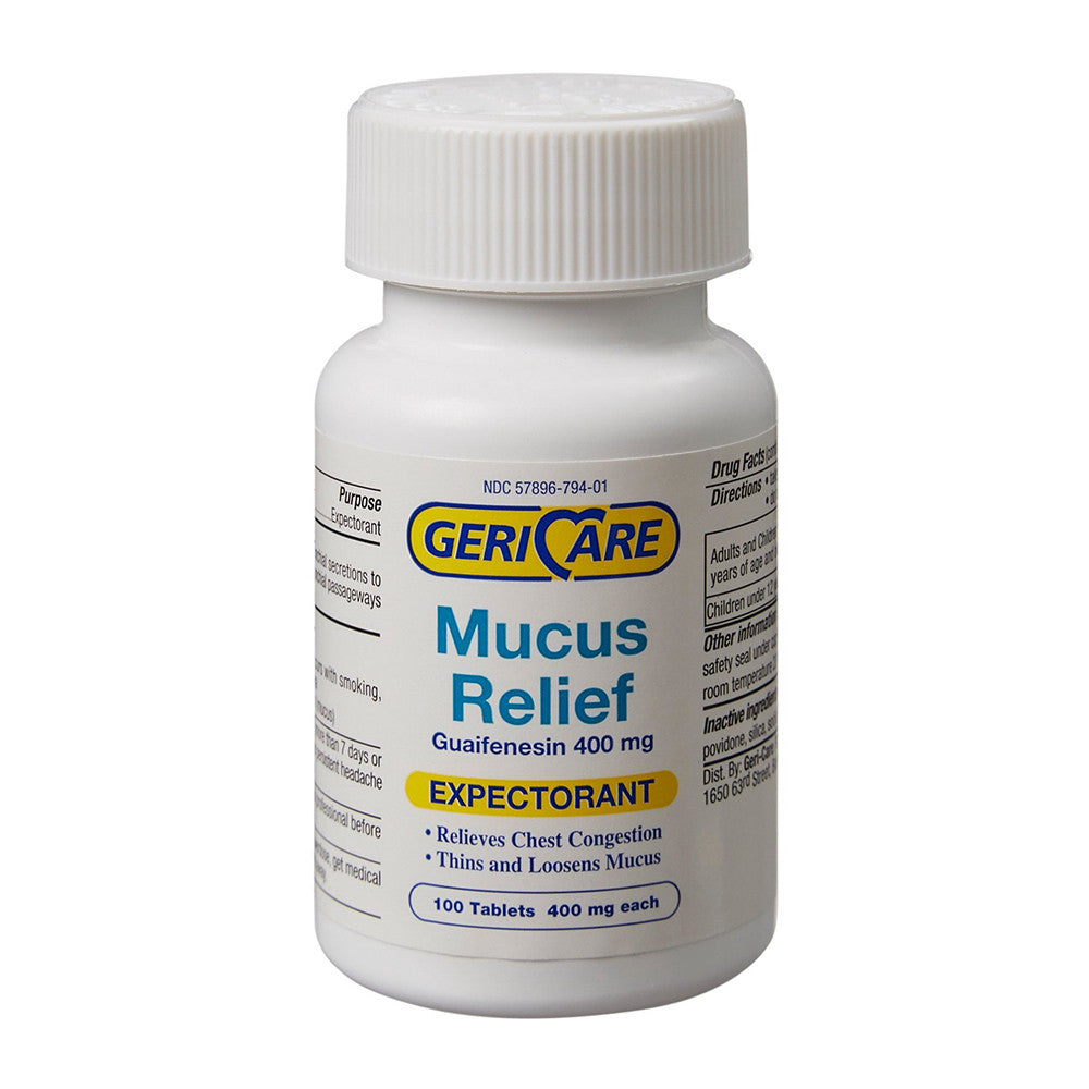 Geri Care Mucus Relief Expectorant Cold And Cough 400 Mg Tablets, 100 Ea