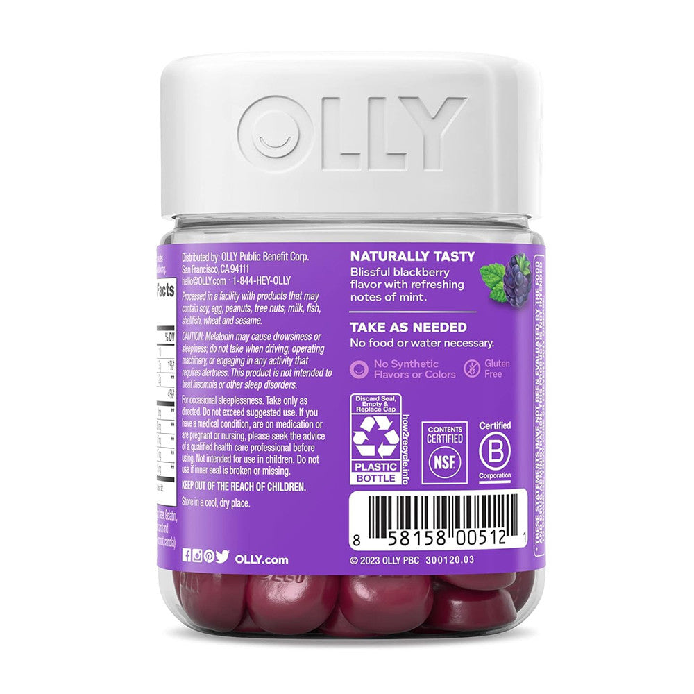 Olly Restful Sleep Gummy Supplements, Blackberry Zen, 50 Ea
