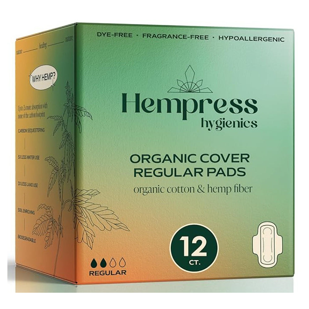 Hempress Hygienics Hemp Day Pads for Comfortable Menstrual Protection 12Ea