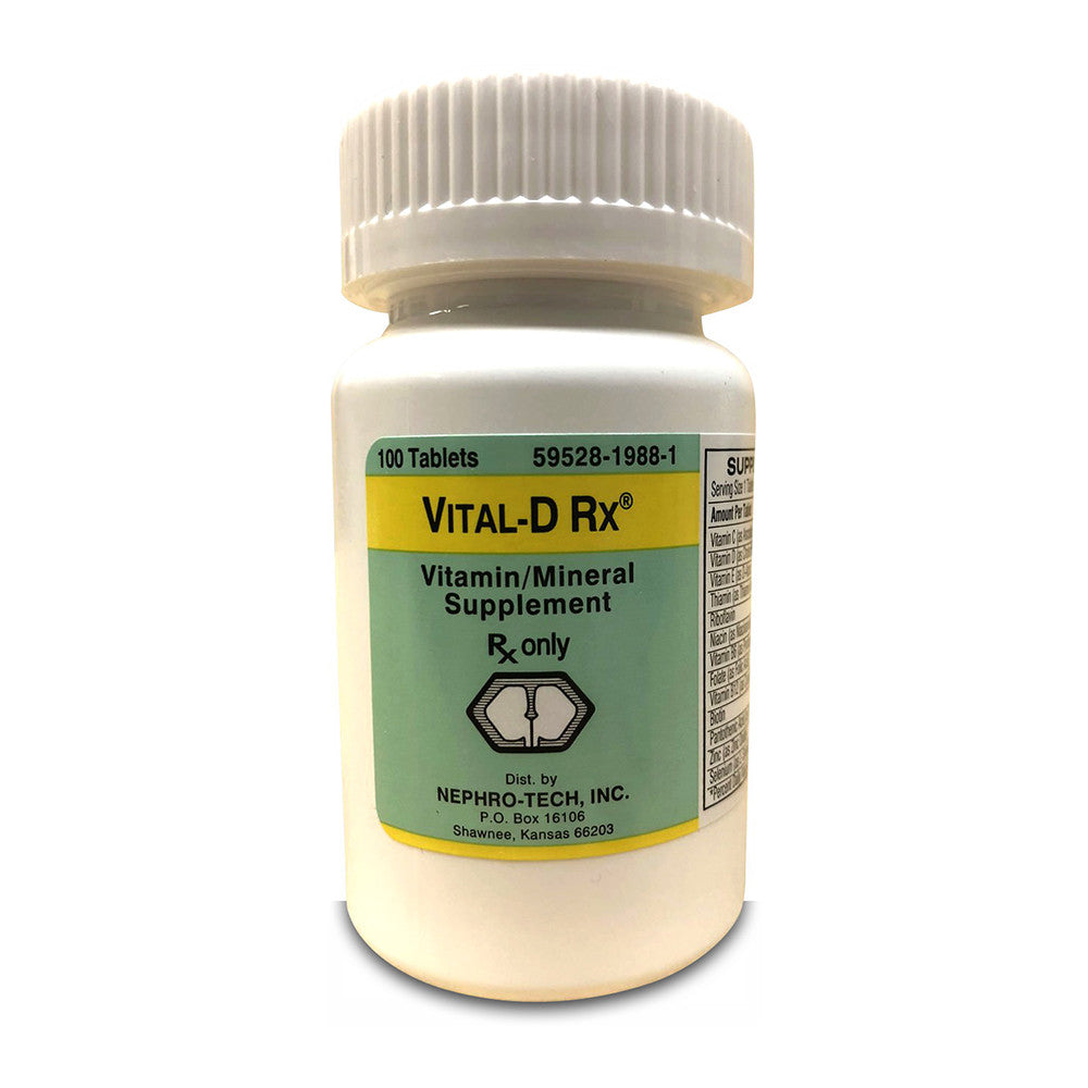 Nephro Vital D Rx Vitamin and Mineral Supplement Tablets, 100 Ea