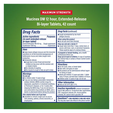 Mucinex Dm 1200 Mg Expectorant And Cough Suppressant Tablets, 42 Ea