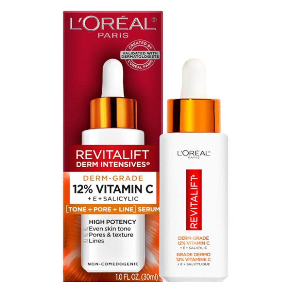 Loreal Paris Revitalift Vitamin C Face Serum Brightens Skin and Reduces Wrinkles 1Oz (30ml)