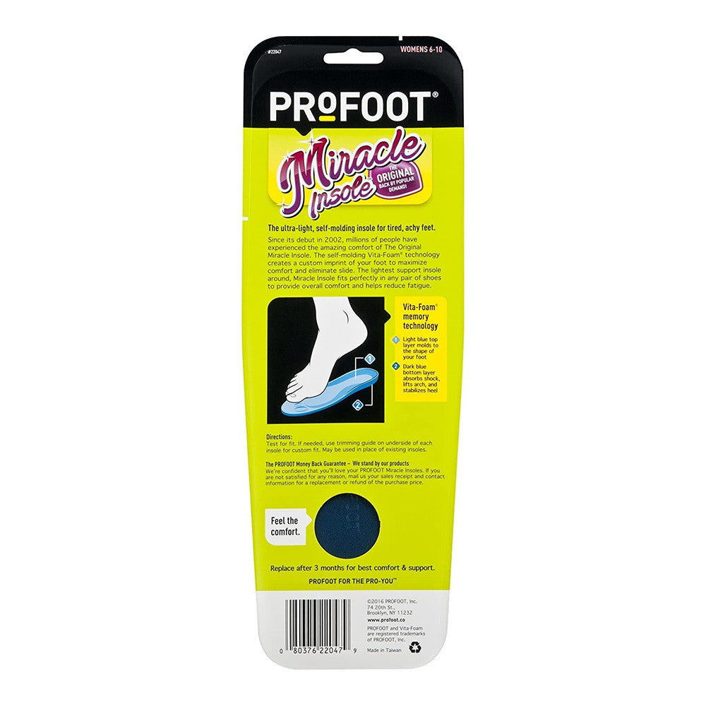 ProFoot Miracle Insoles For Women 6-10, 1 Pair