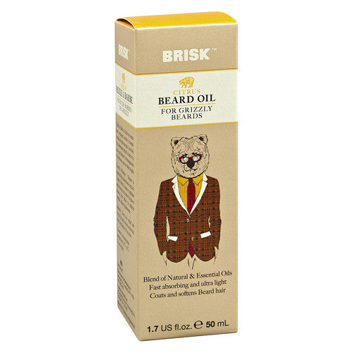 Brisk Beard Grooming Oil Liquid, Citrus For Beard Hair, 1.7 oz
