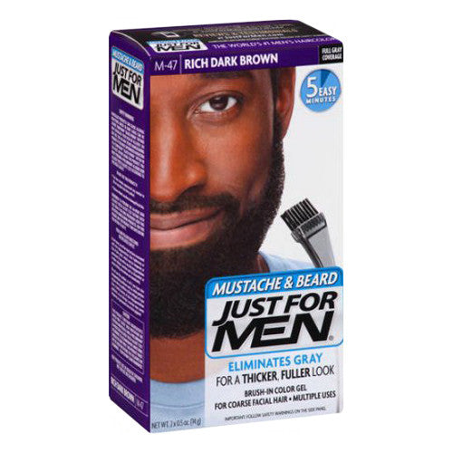 Just For Men Mustache And Beard Brush In Hair Color, M-47 Rich Dark Brown, 1 Kit