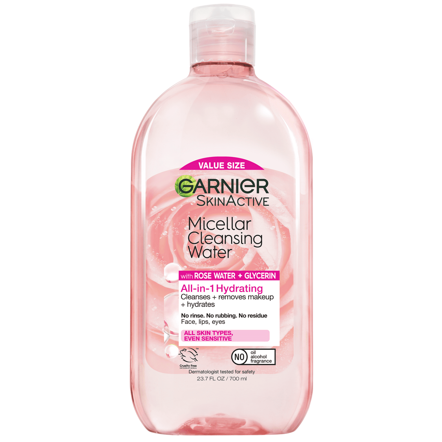 Garnier SkinActive Micellar Cleansing Water with Rose Water and Glycerin Removes Makeup 23.7Oz (700ml)