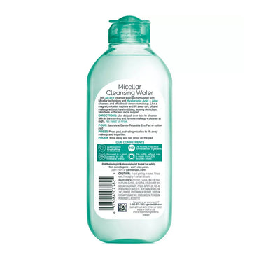 Garnier SkinActive Micellar Cleansing Water, All In 1 Hydrating and Replumping Makeup Remover, 13.5 Oz