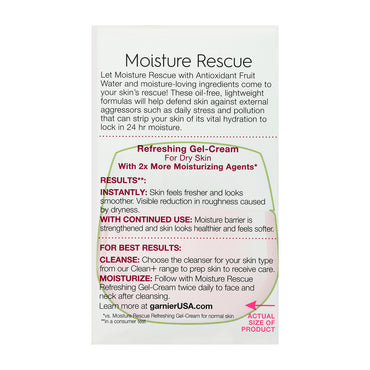 Garnier Skin Active Moisture Rescue Refreshing Gel Cream For Dry Skin, 1.7 Oz