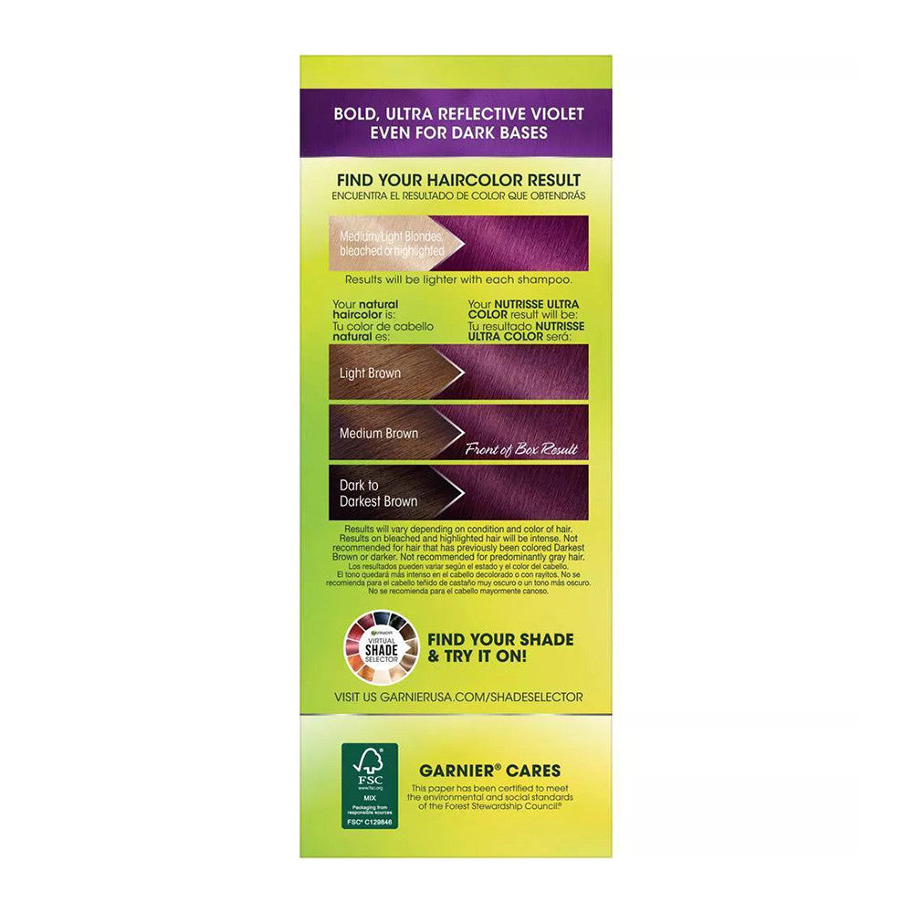 Garnier Nutrisse Ultra Color Nourishing Permanent Hair Color Cream, V2 Dark Intense Violet, 1 Ea