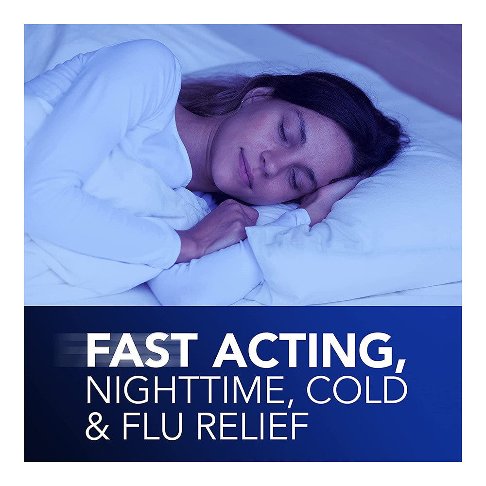 Vicks Nyquil Cold and Flu Nighttime Relief Liquid Capsules, 16 Count