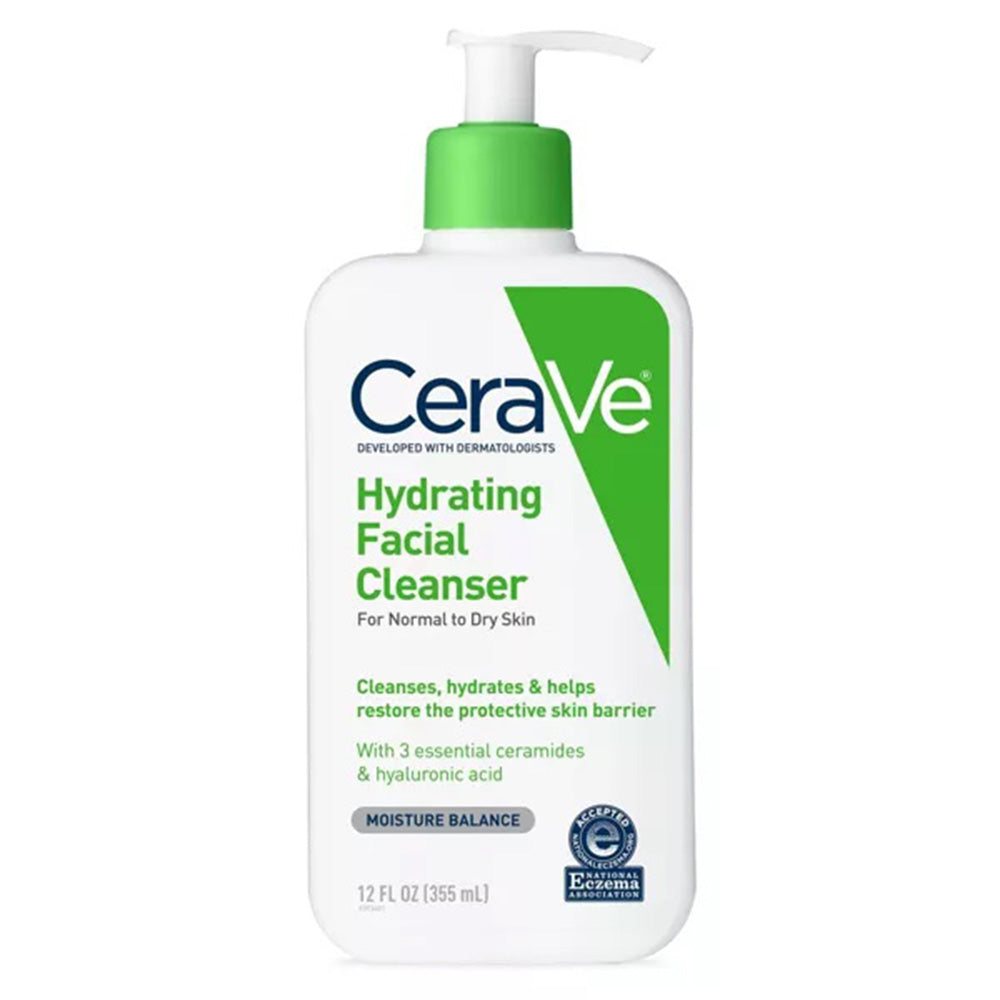 Cerave Hydrating Facial Cleanser with Hyaluronic Acid for Normal to Dry Skin 12Oz (355ml)