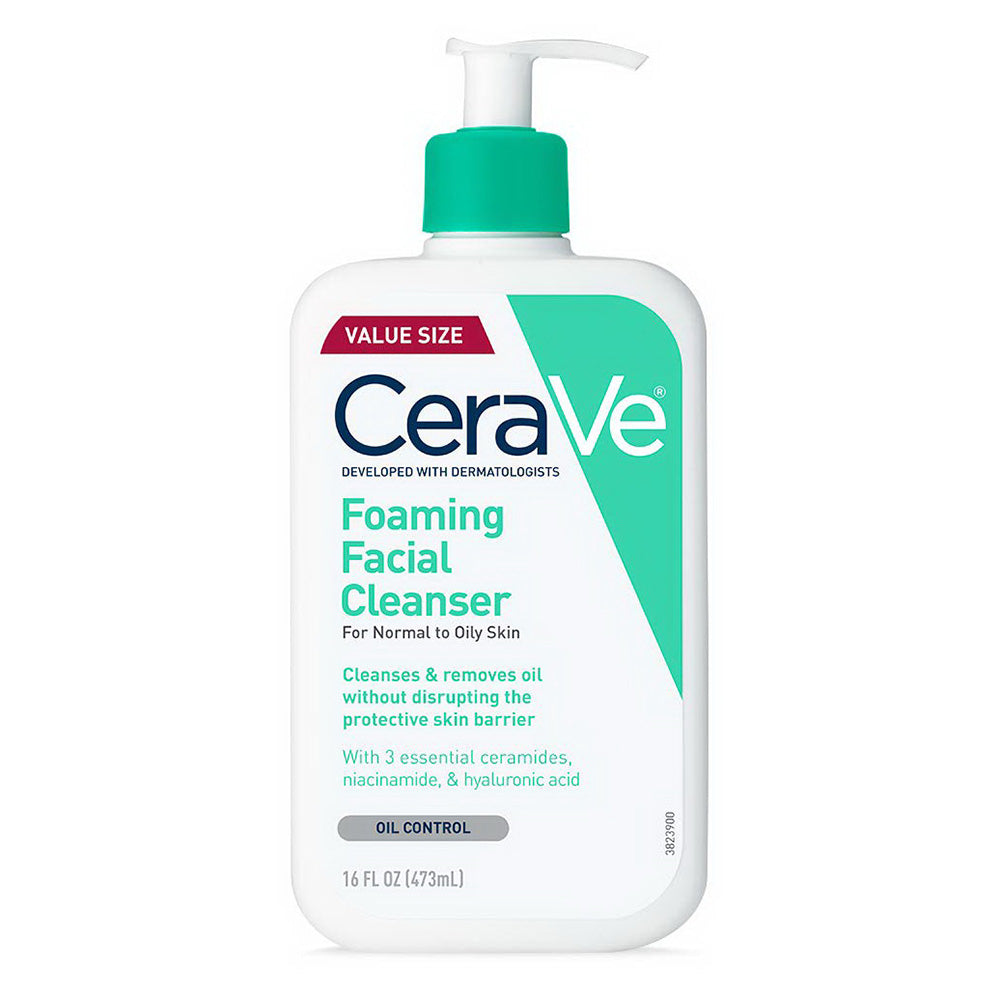 CeraVe Foaming Facial Cleanser Removes Oil For Normal to Oily Skin 16Oz (473ml)