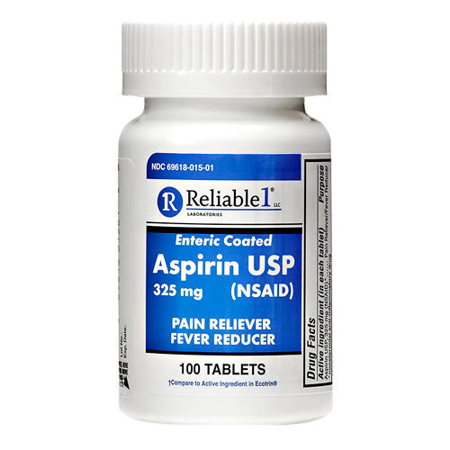 Reliable 1 Aspirin USP Entric Coated Tablets, 100 Ea