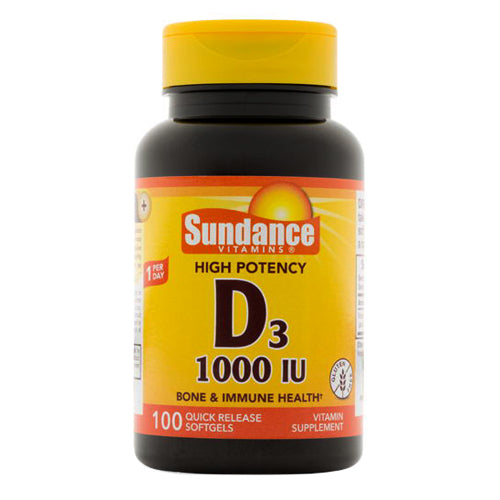 Sundance Vitamin D3 1000 IU Bone And Immune Health Quick Release Softgels, 100 Ea