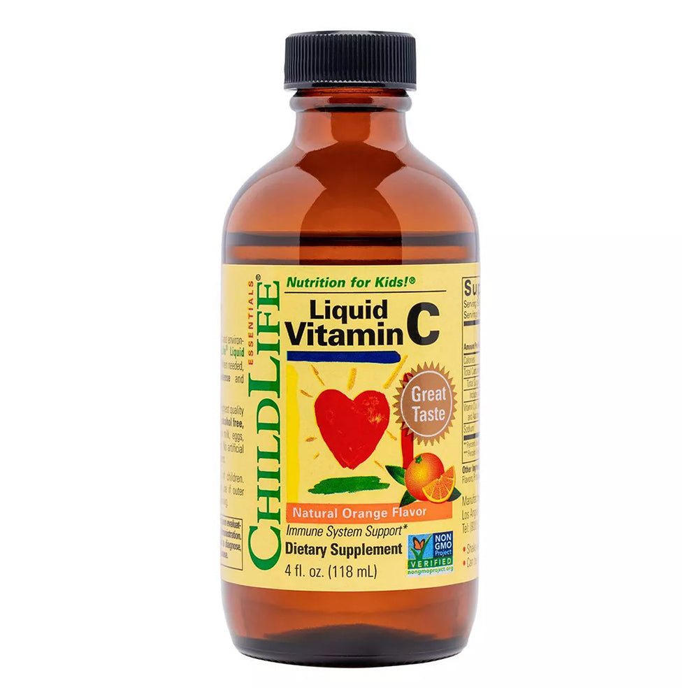 ChildLife Liquid Vitamin C Dietary Supplement Natural Orange Flavor Support Immune System 4Oz (118ml)