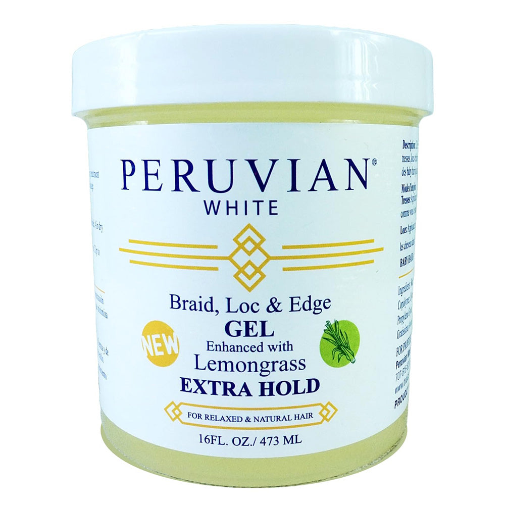 Peruvian White Braid Loc and Edge Gel for Relaxed and Natural Hair with Lemongrass 16Oz (473ml)