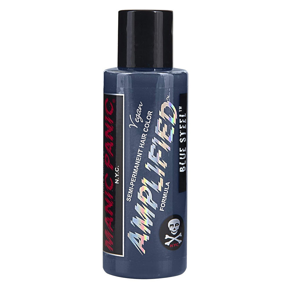Manic Panic Amplified Formula Hair Color Blue Steel Vibrant Semi Permanent Hair Dye 4Oz (118ml)