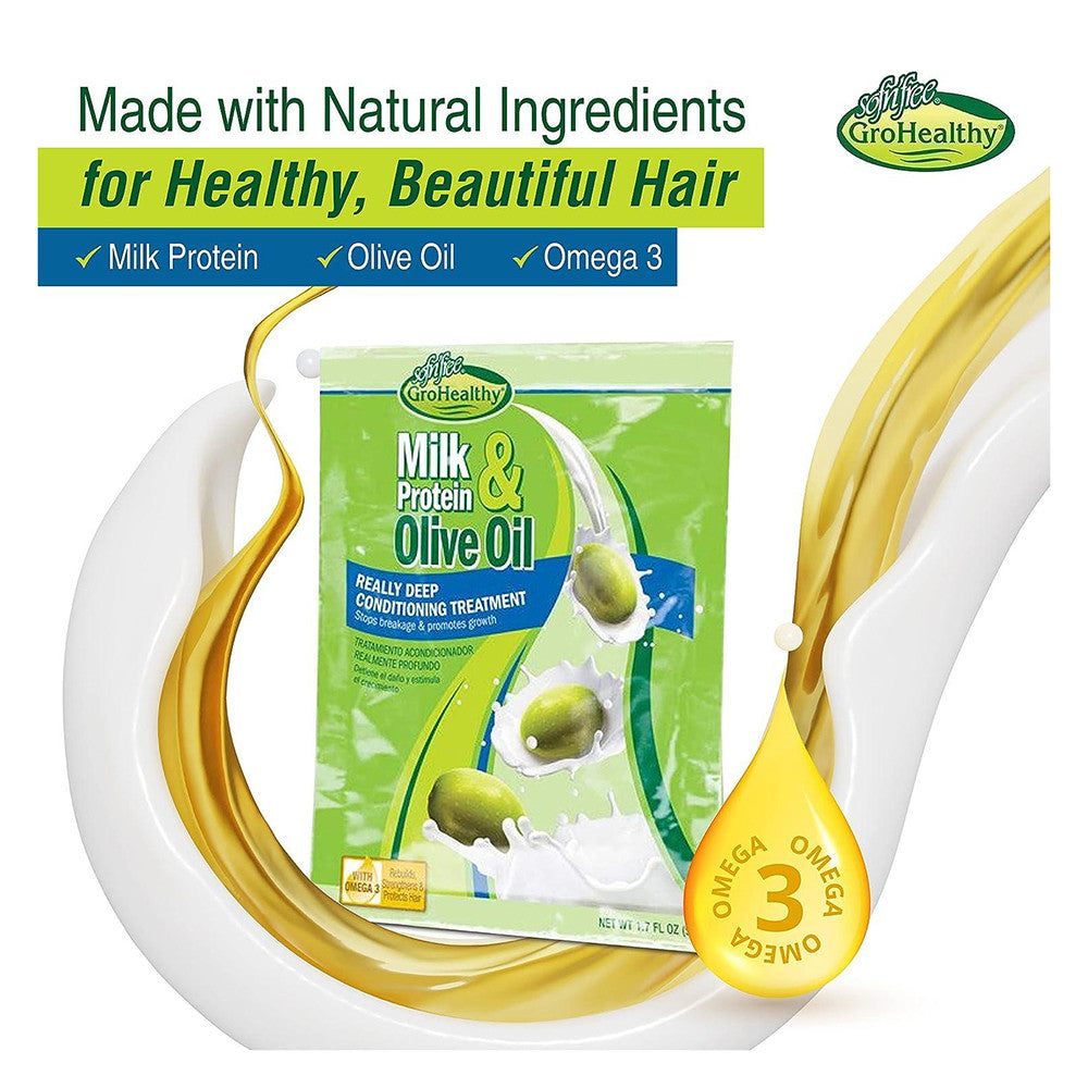 GroHealthy Milk Protein and Olive Oil Really Deep Conditioning Treatment, 1.7 Oz