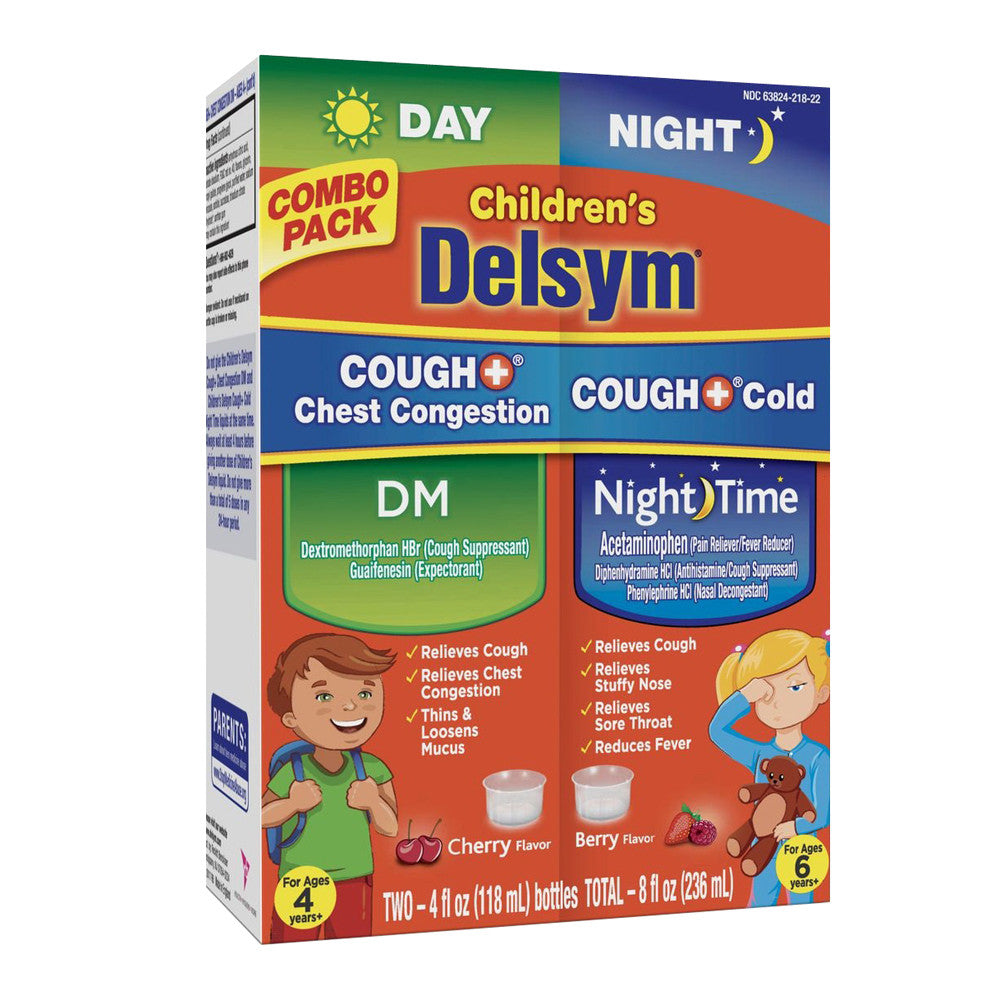 Delsym Children's Cough Cold Chest Congestion Day & Night Cold Liquid, 2 Ea/4 Oz