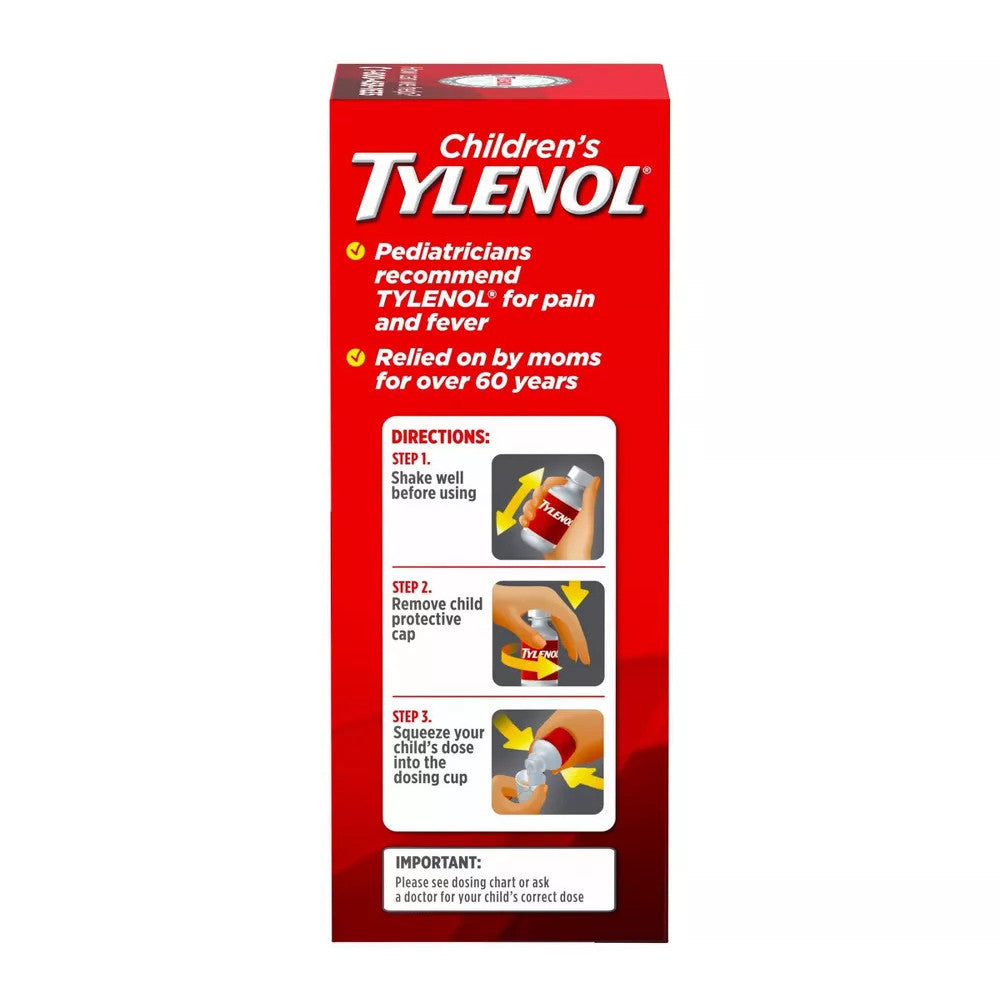 Tylenol Childrens Dye-Free Pain + Fever Relief Liquid, Acetaminophen, Cherry Flavor, 4 Oz