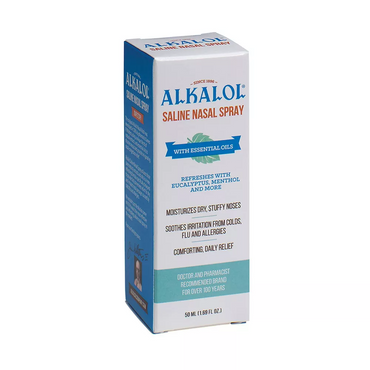 Alkalol Solution Saline Nasal Spray For Dry, Stuffy Noses Refreshes with Eucalyptus And Menthol, 1.69 oz