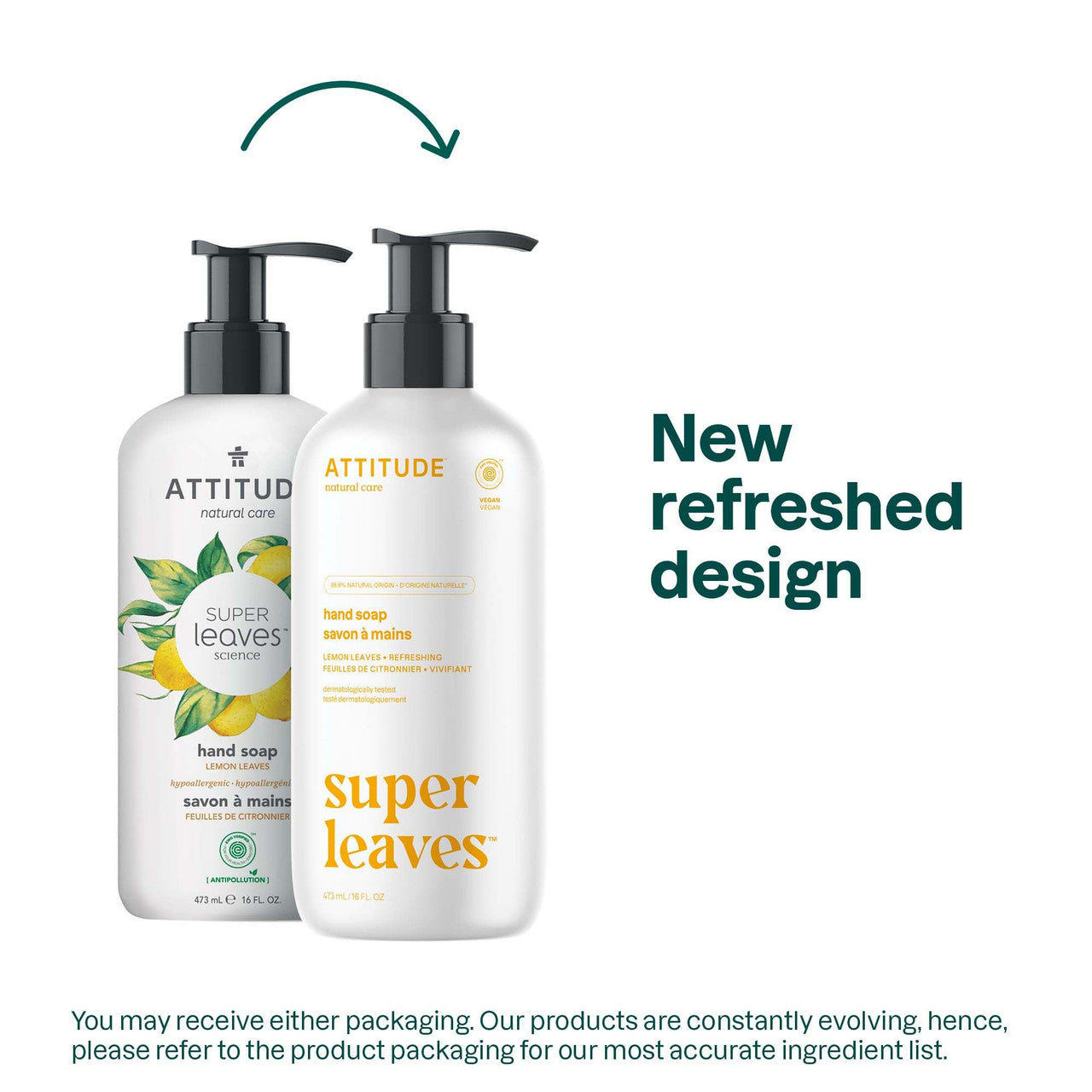 Attitude Liquid Hand Soap, Lemon Leaves, 16 Oz