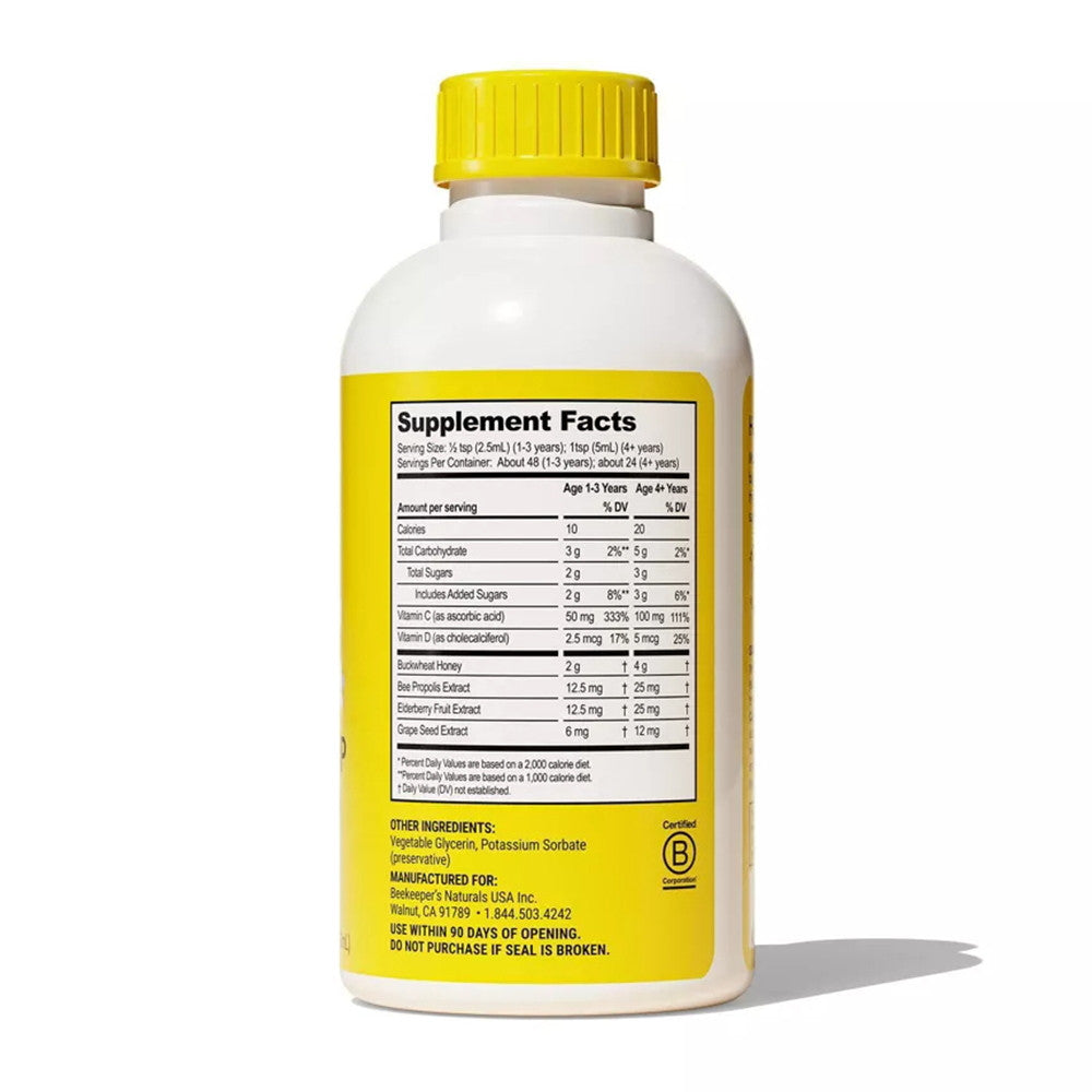 Beekeepers Naturals Kids Daytime Honey Cough Syrup, Raw Honey, 4Oz