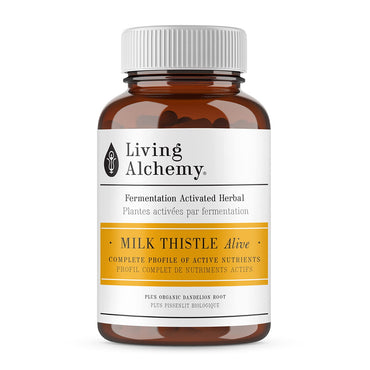 Living Alchemy Fermented Milk Thistle, Normalises Liver Function and Detoxification Capsules, 60 Ct