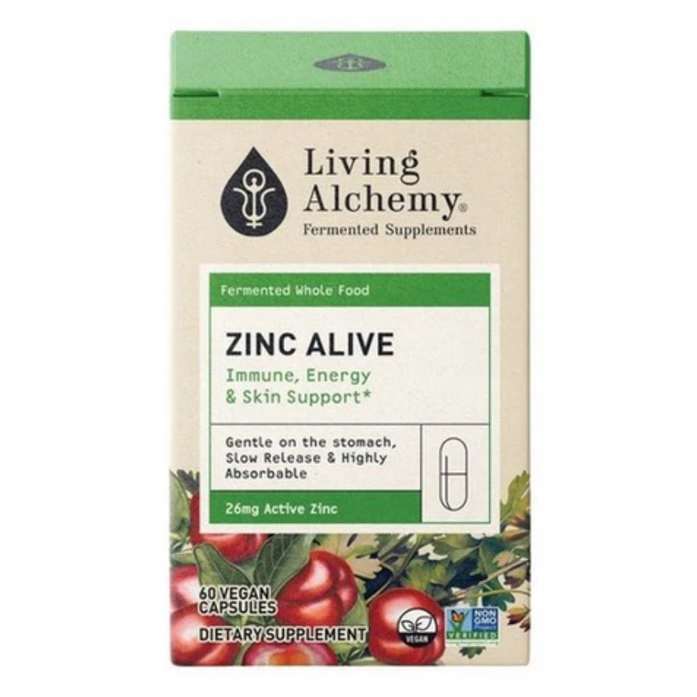 Living Alchemy Zinc Alive Immune Energy and Skin Support 26 mg Vegan Capsules 60Ea