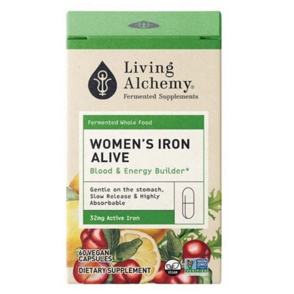Living Alchemy Womens Iron Alive Blood and Energy Builder 32 mg Vegan Capsules 60Ea