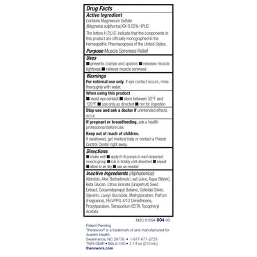 Theraworx Relief Fast-Acting Spray for Leg Cramps, Foot Cramps and Muscle Soreness, 7.1oz