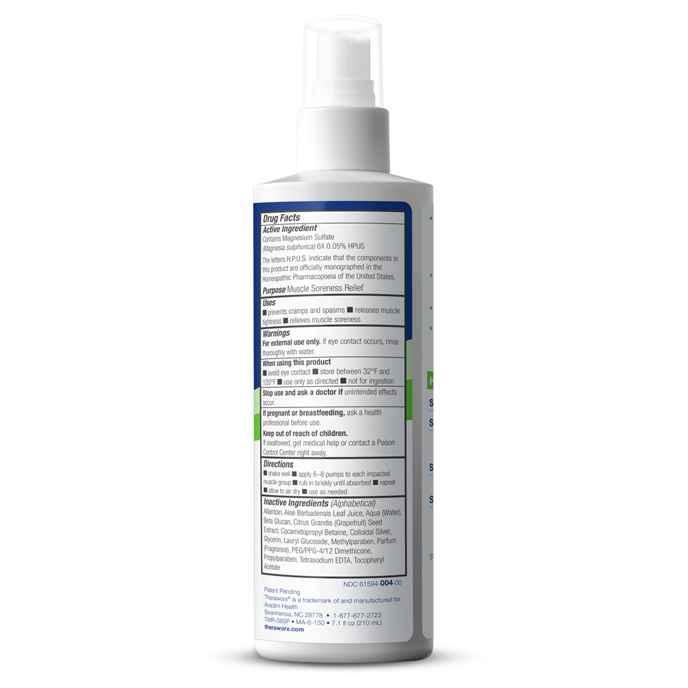 Theraworx Relief Fast-Acting Spray for Leg Cramps, Foot Cramps and Muscle Soreness, 7.1oz