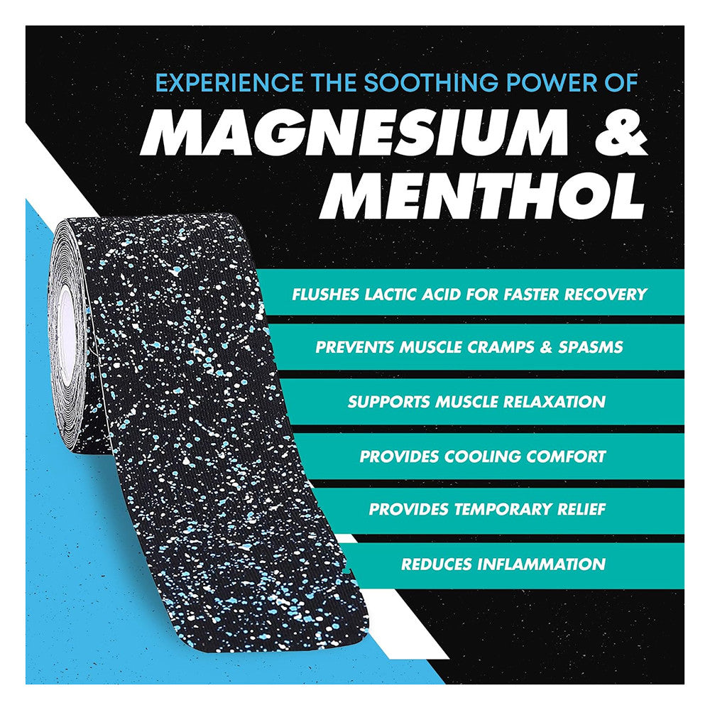 Heali Kinesiology Tape Infused with Magnesium and Menthol, Blue Splatter, 1 Ea