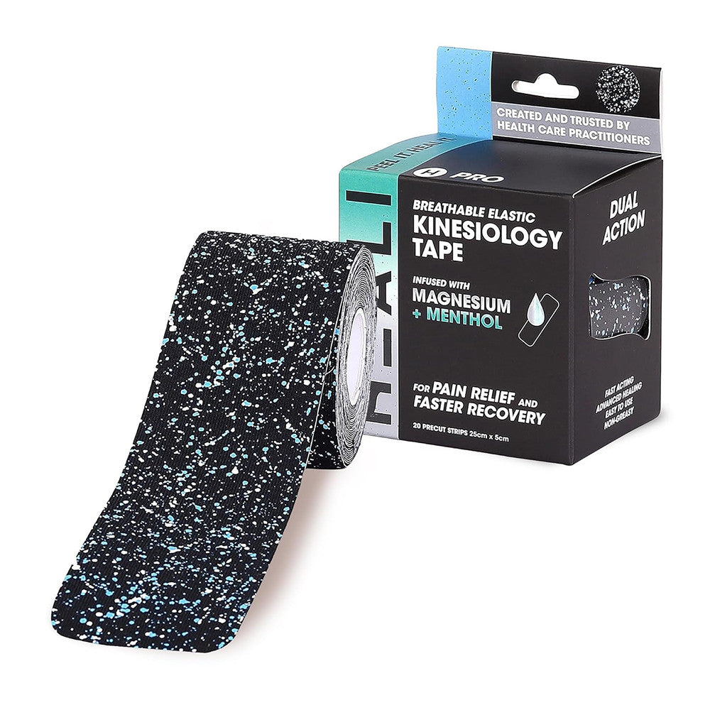 Heali Kinesiology Tape Infused with Magnesium and Menthol, Blue Splatter, 1 Ea