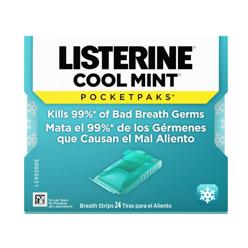 Listerine Pocket Paks Breath Strips, Cool Mint, 24 Ea