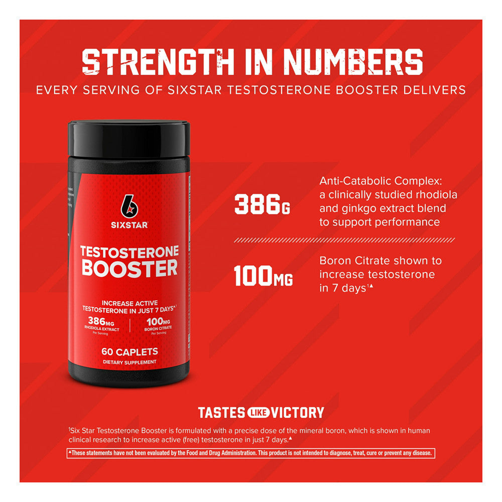 Six Star Elite Series Testosterone Booster Supplement for Men Caplets, 60 Ea