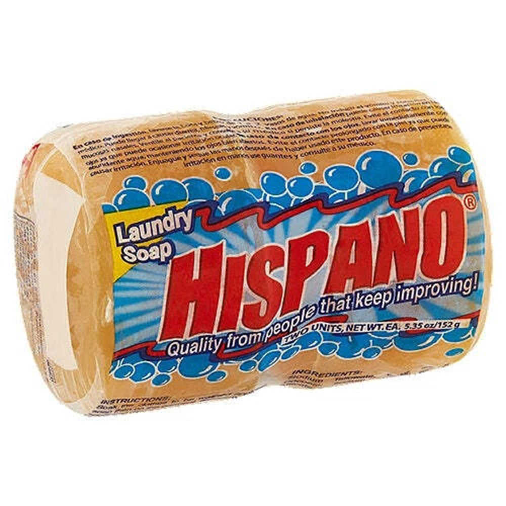 Hispano Laundry Soap Round Bar Effective Stain and Dirt Removal 5.35Oz (152g) 2Ea