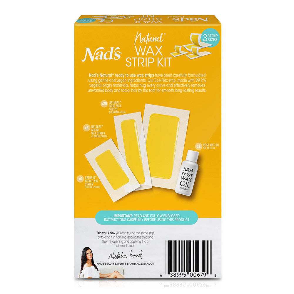 Nads Natural Wax Strip Kit for Body and Face Hair Removal, 32 Ea