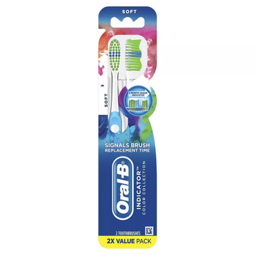 Oral B Indicator Contour Clean Manual Soft Toothbrush, Assorted, 2 Ea