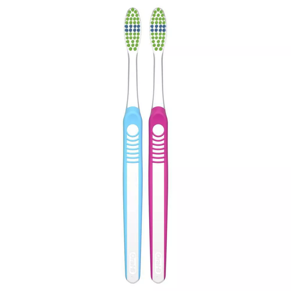 Oral B Indicator Contour Clean Manual Soft Toothbrush, Assorted, 2 Ea