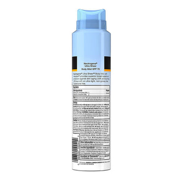 Neutrogena Ultra Sheer Lightweight Sunscreen Spray, SPF 70, 5 Oz